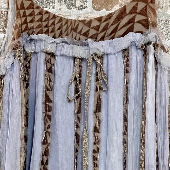 Shelley Beres Silk Chiffon Sun Dress Bohemian Lavander/ Grey Print Accent XS - Picture 3 of 5